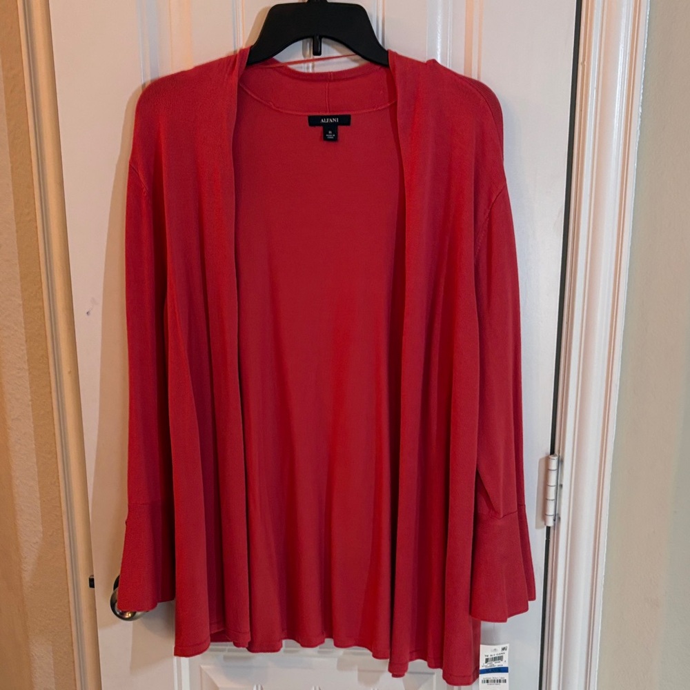 Alfani Women's Bold Coral Open Cardigan